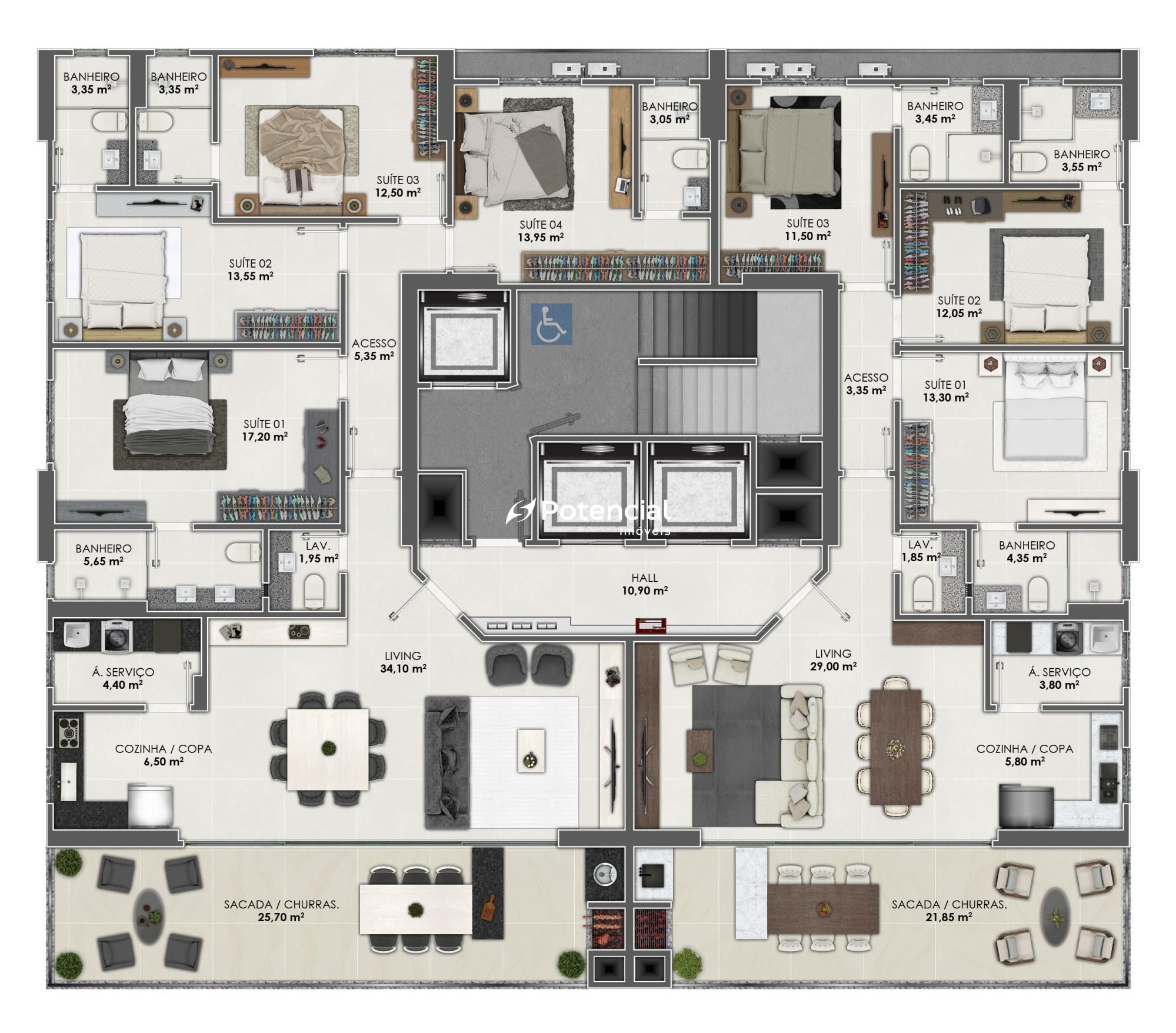 Imagem de Torres do Atlântico | Apartamento 4 suítes | Meia Praia-Itapema | Potencial Imóveis Imagem de Torres do Atlântico | Apartamento 4 suítes | Meia Praia-Itapema | Potencial Imóveis