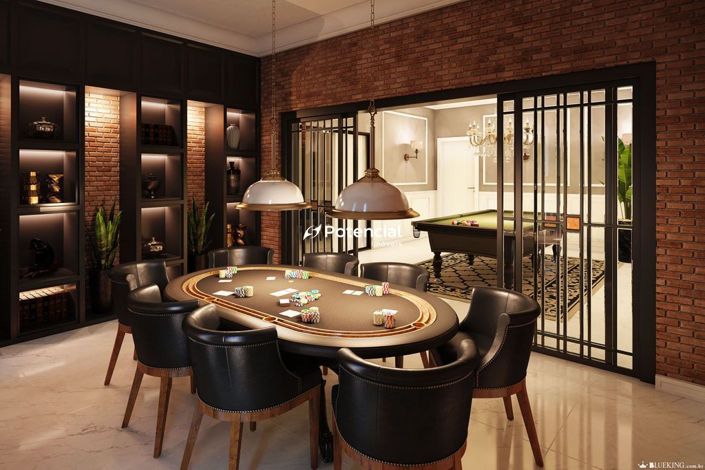 Sala de jogos com mesa de poker l Sol Nascente