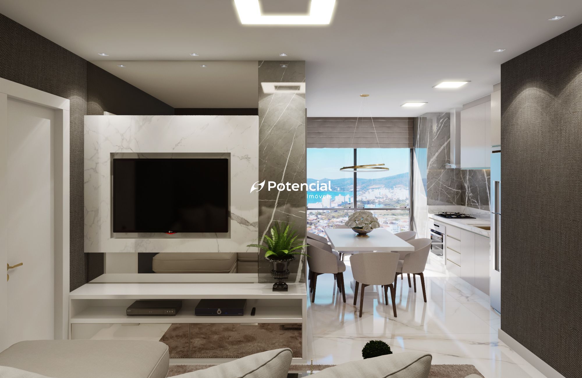 Projeto living com ambientes integrados l New York Towers Flat