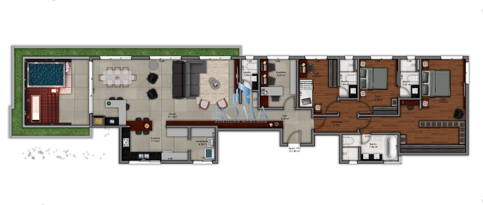 Cobertura, 3 quartos, 211 m² - Foto 5
