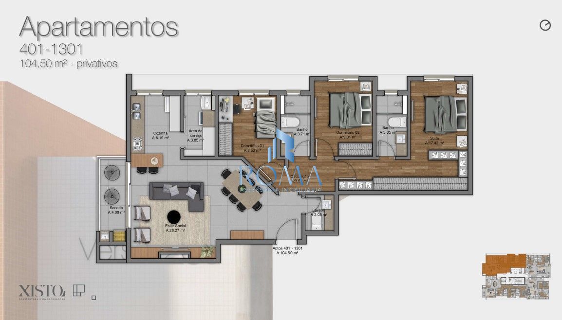 Apartamento, 3 quartos, 104 m² - Foto 3