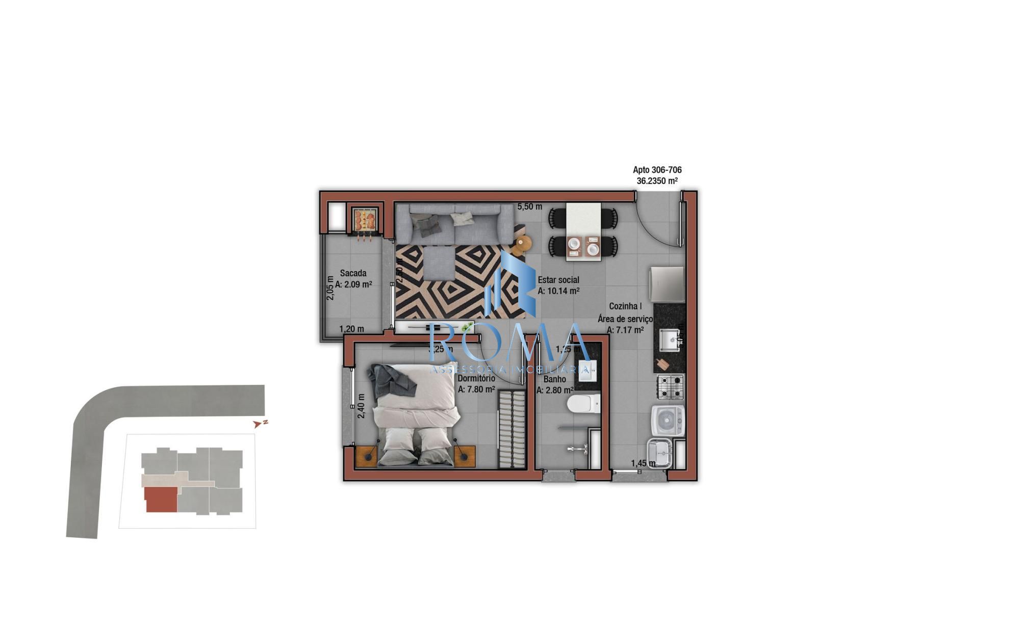 Apartamento, 1 quarto, 36 m² - Foto 12