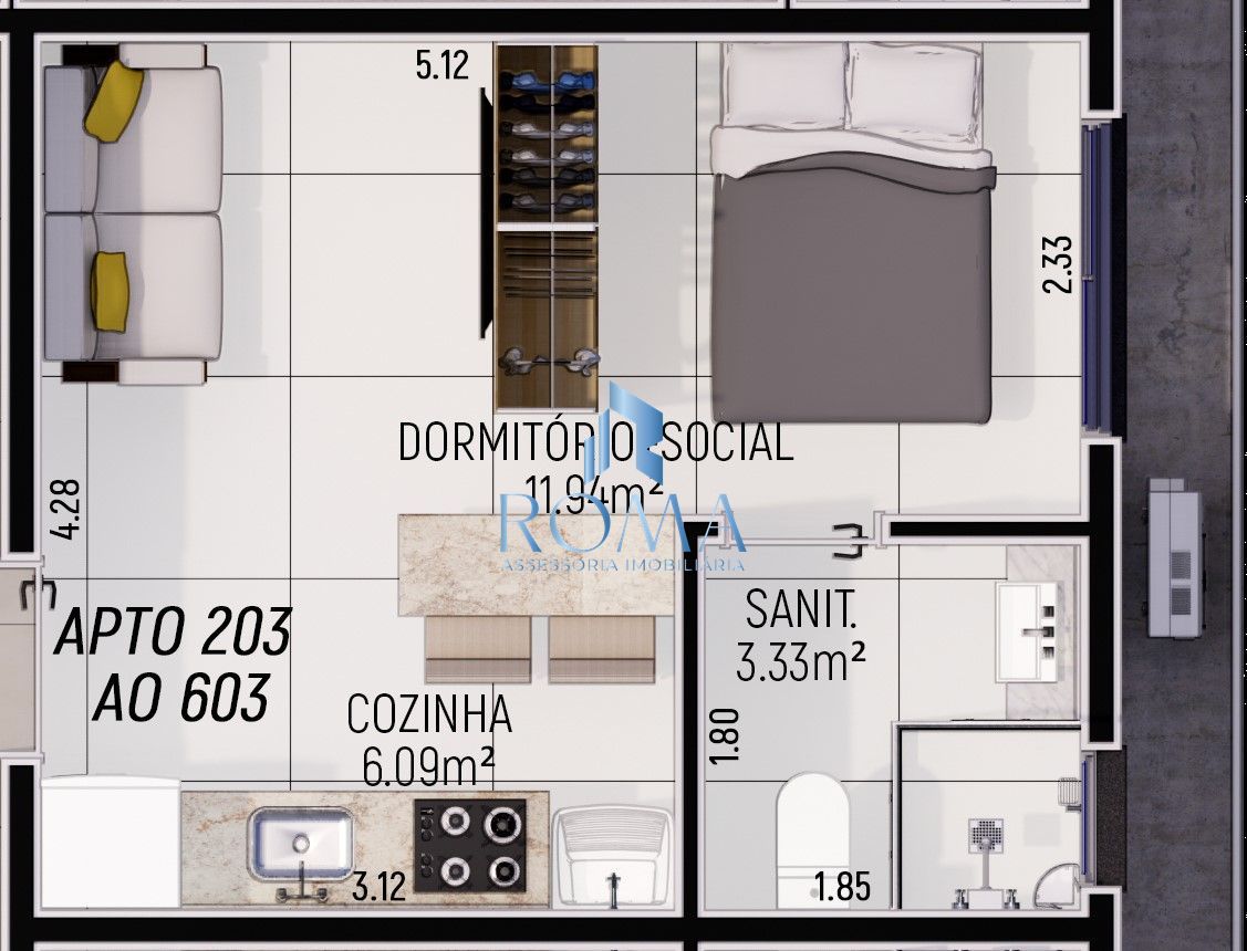 Apartamento, 1 quarto, 27 m² - Foto 2