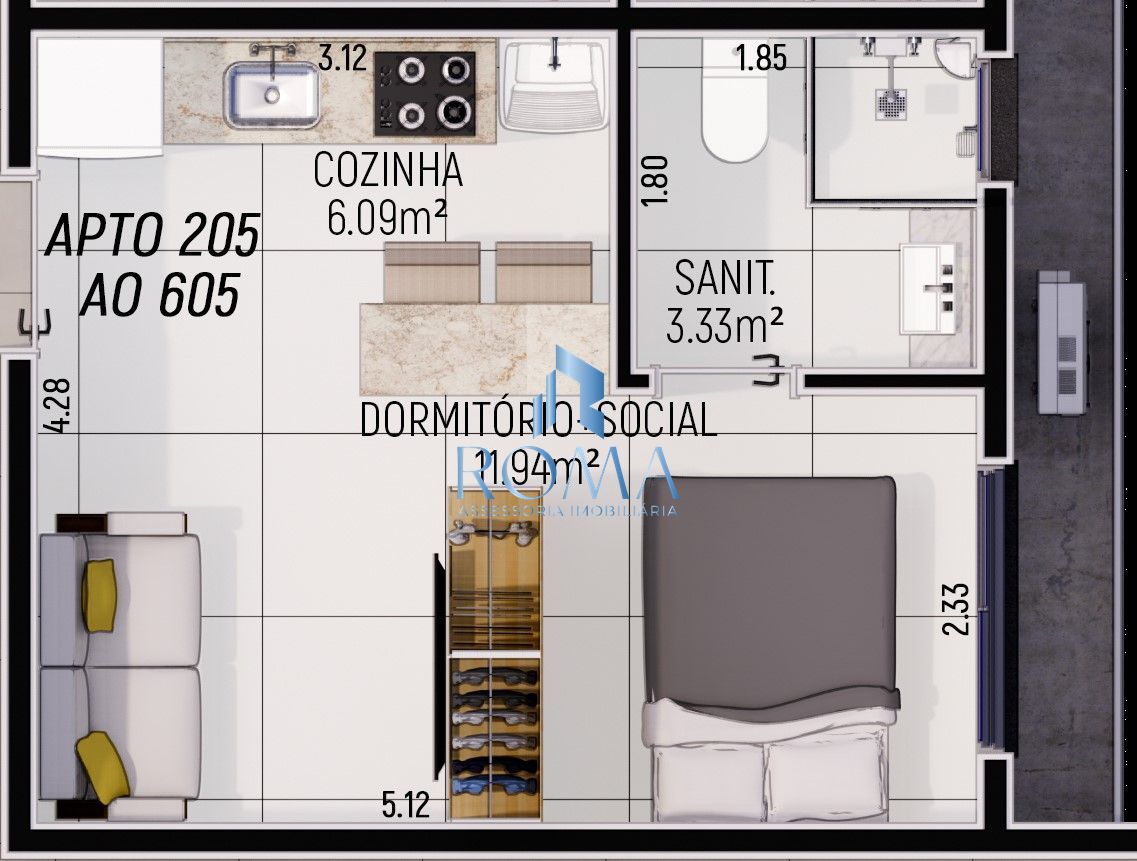 Apartamento, 1 quarto, 28 m² - Foto 2