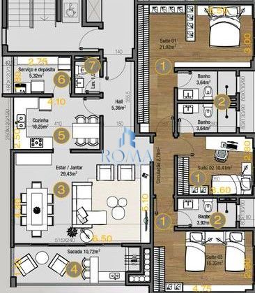 Apartamento, 3 quartos, 139 m² - Foto 2