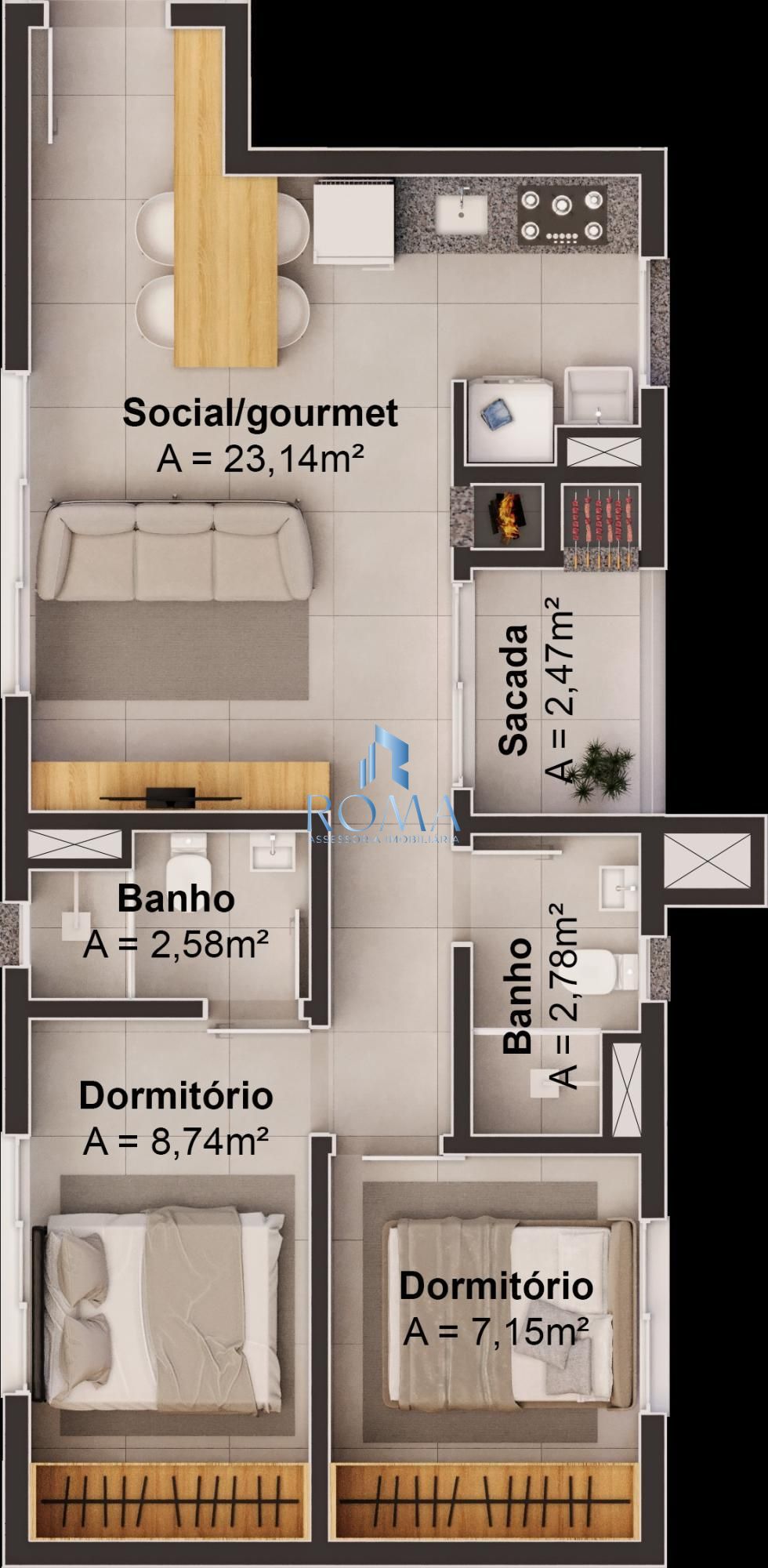 Apartamento, 2 quartos, 59 m² - Foto 4