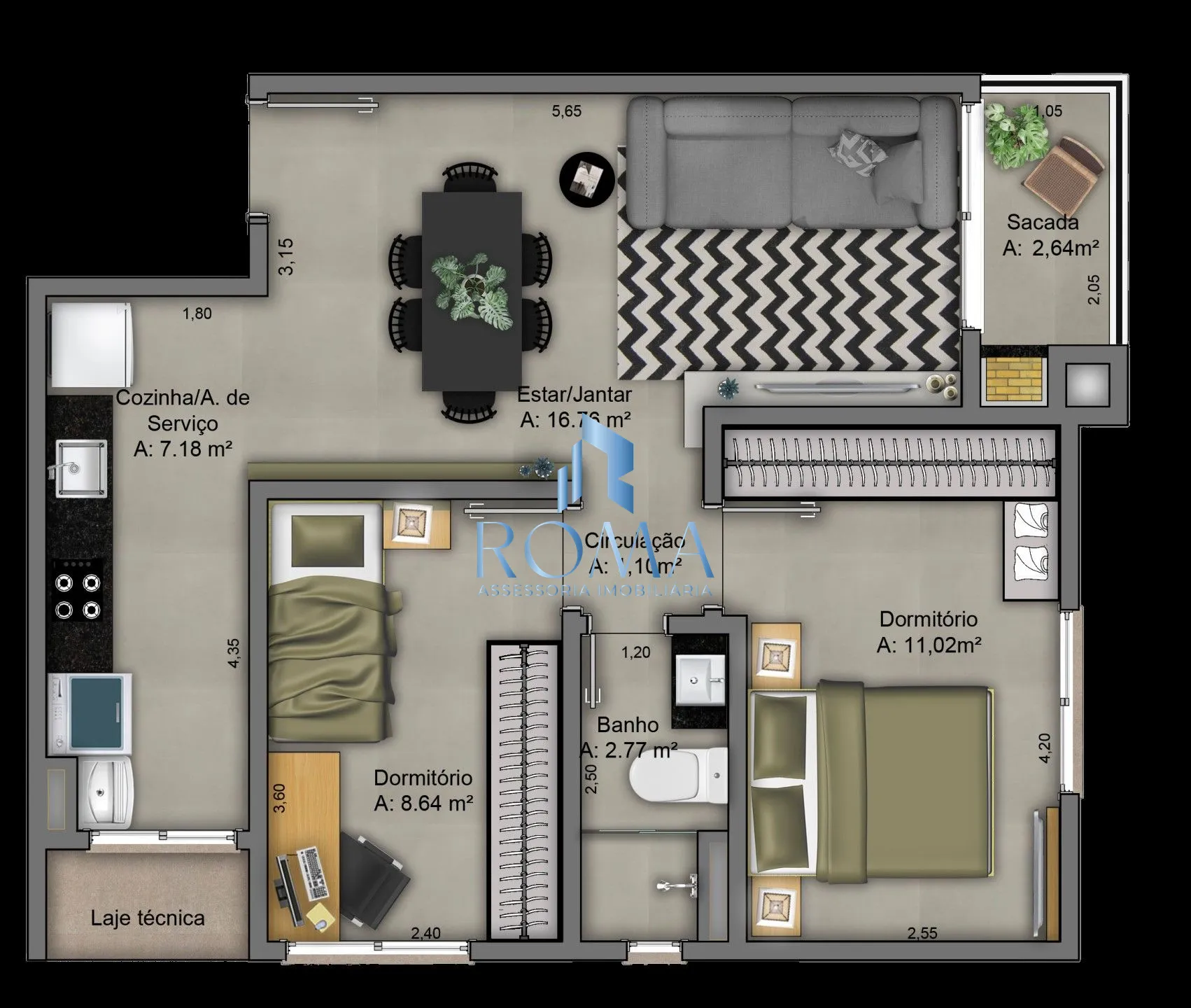 Apartamento, 2 quartos, 57 m² - Foto 2
