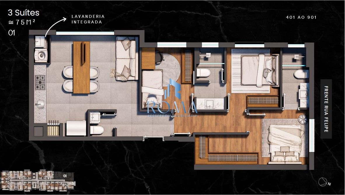 Apartamento, 3 quartos, 74 m² - Foto 2