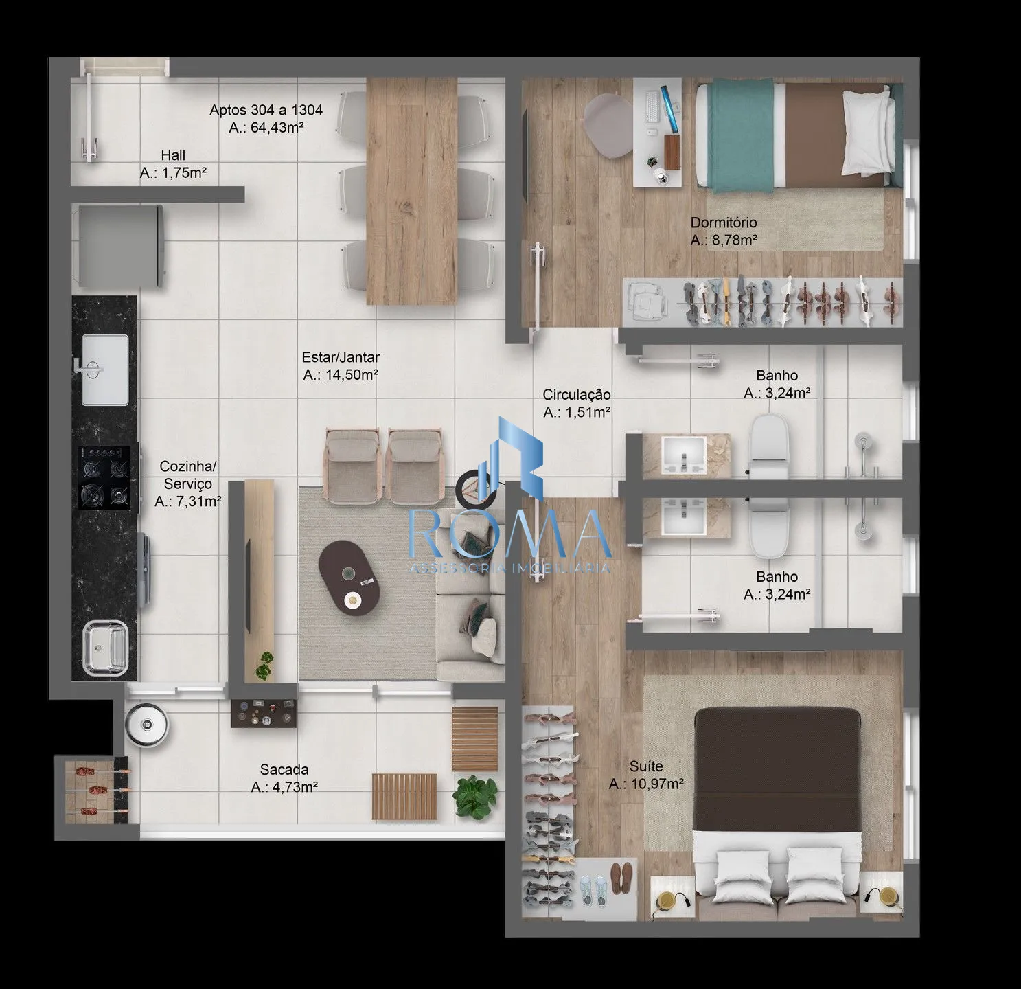 Apartamento, 2 quartos, 64 m² - Foto 4