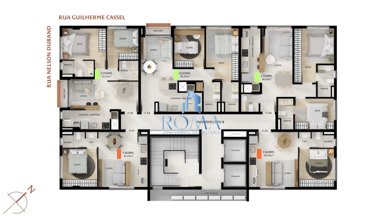 Apartamento, 2 quartos, 56 m² - Foto 2