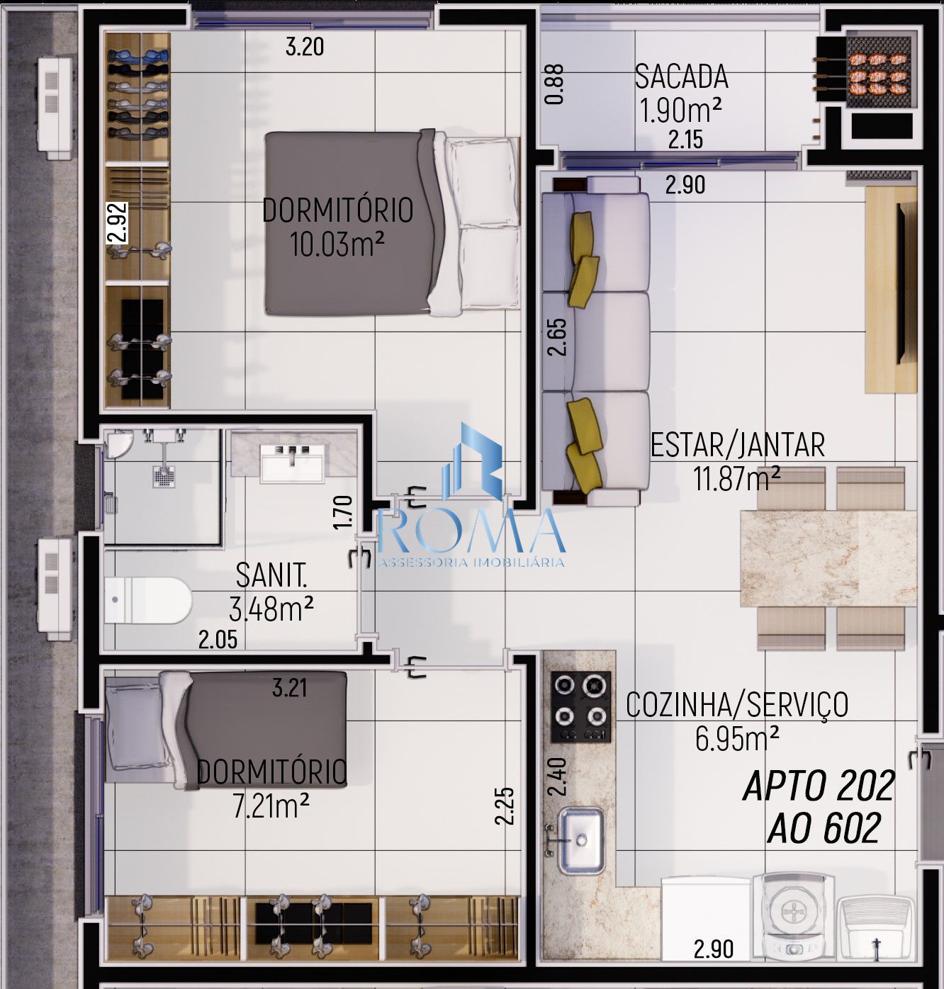 Apartamento, 2 quartos, 53 m² - Foto 2