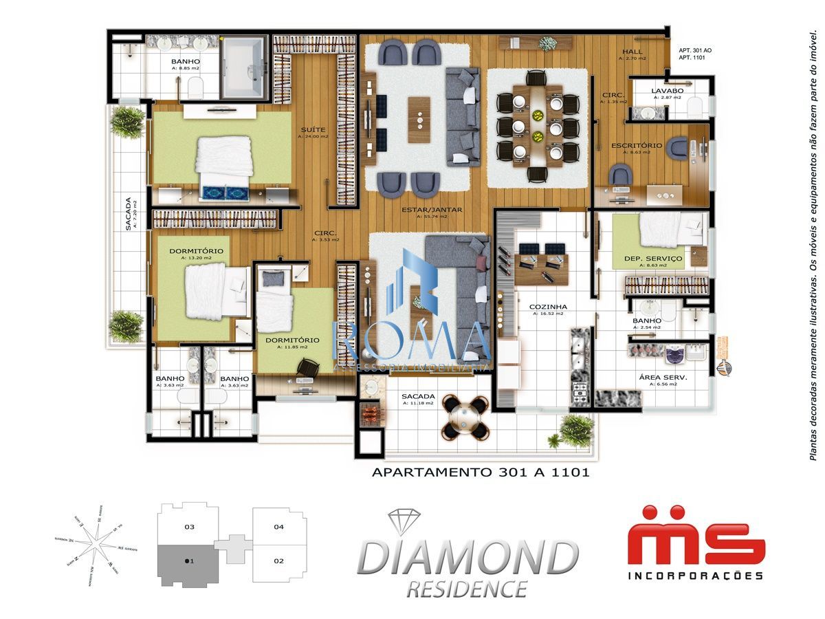 Apartamento, 3 quartos, 220 m² - Foto 3