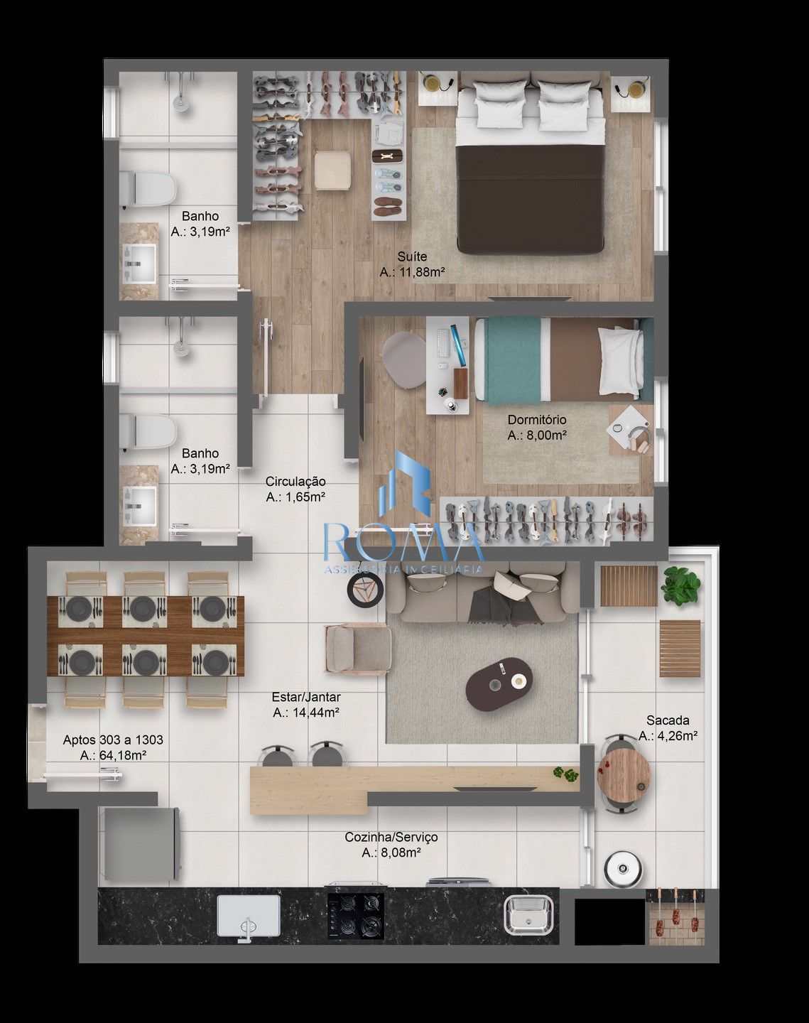 Apartamento, 2 quartos, 64 m² - Foto 4