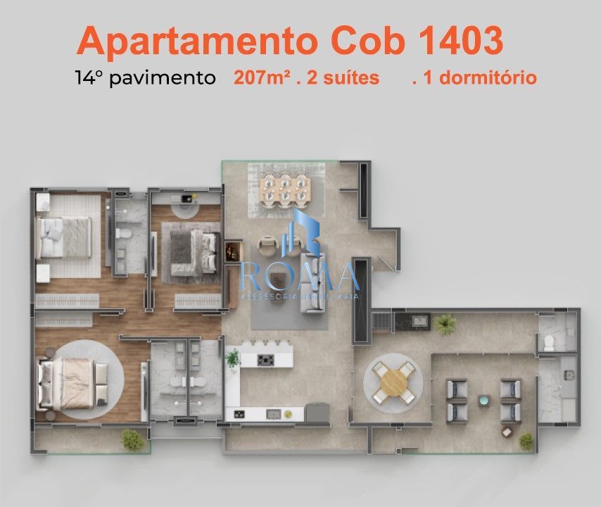 Cobertura, 3 quartos, 207 m² - Foto 2