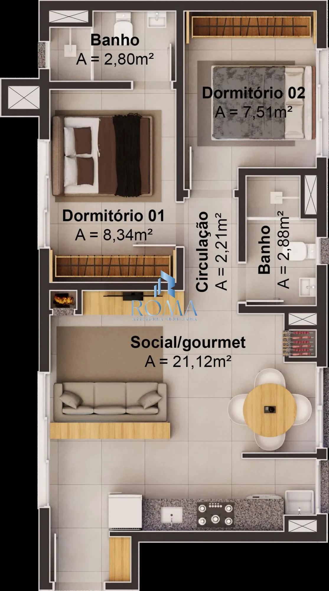 Apartamento, 2 quartos, 56 m² - Foto 4