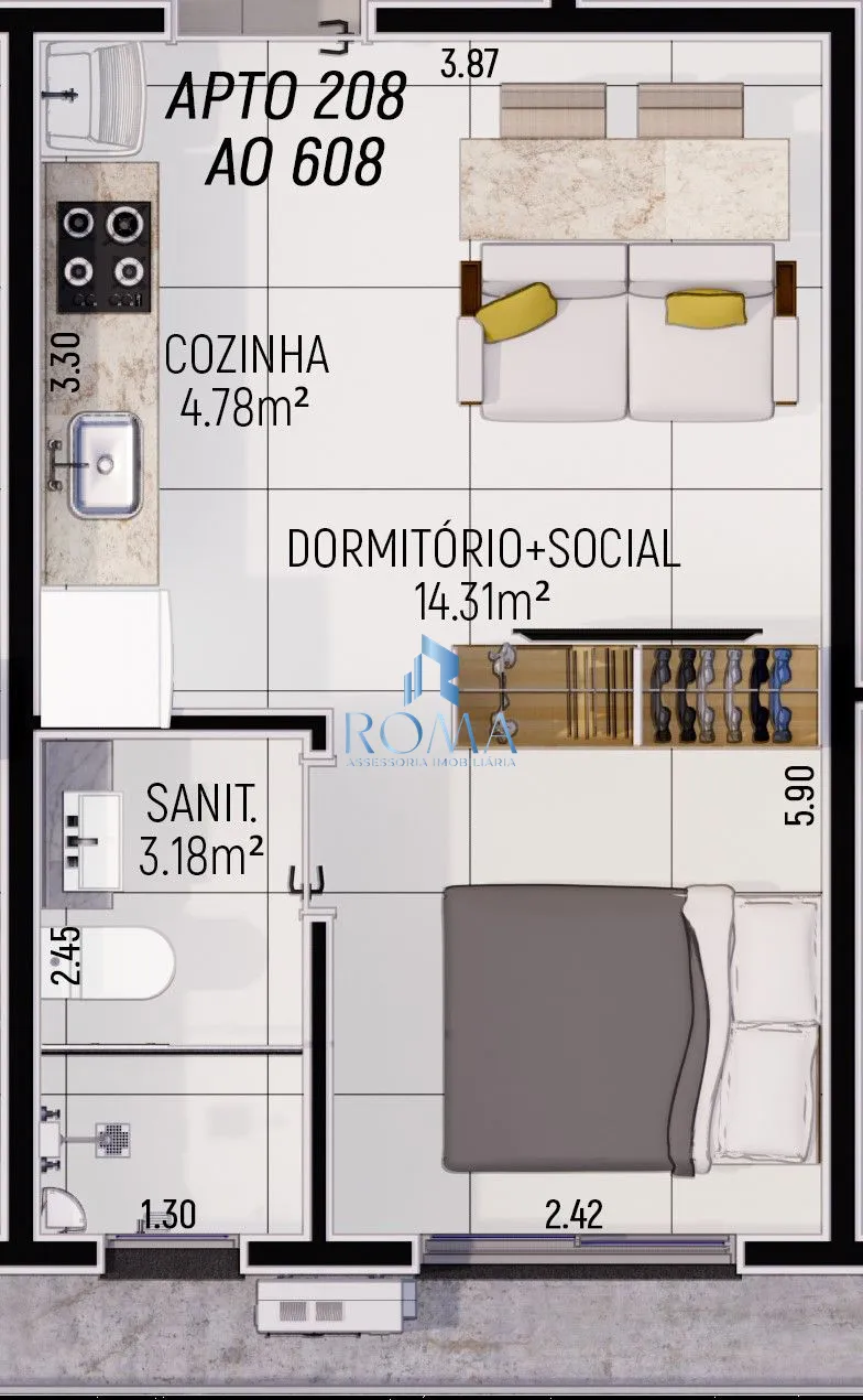 Apartamento, 1 quarto, 30 m² - Foto 2