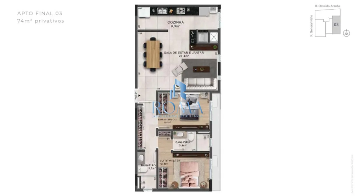 Apartamento, 2 quartos, 74 m² - Foto 3