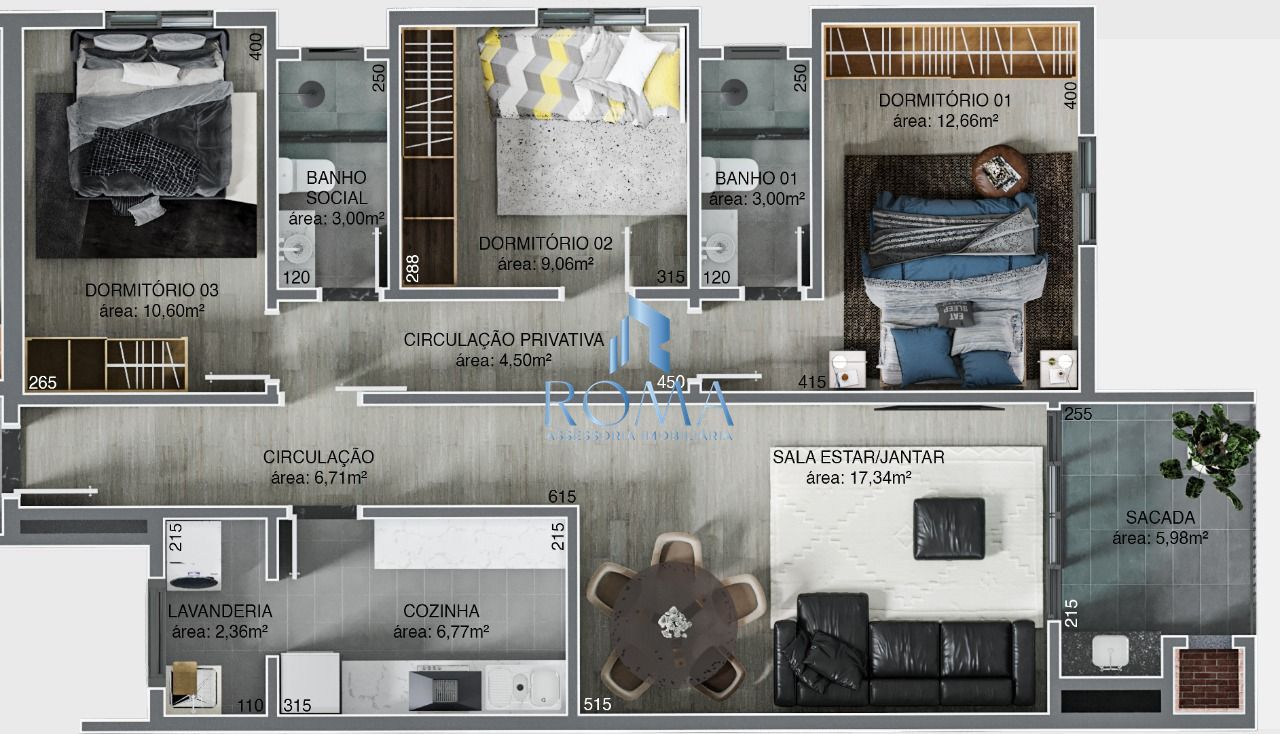 Apartamento, 3 quartos, 96 m² - Foto 2