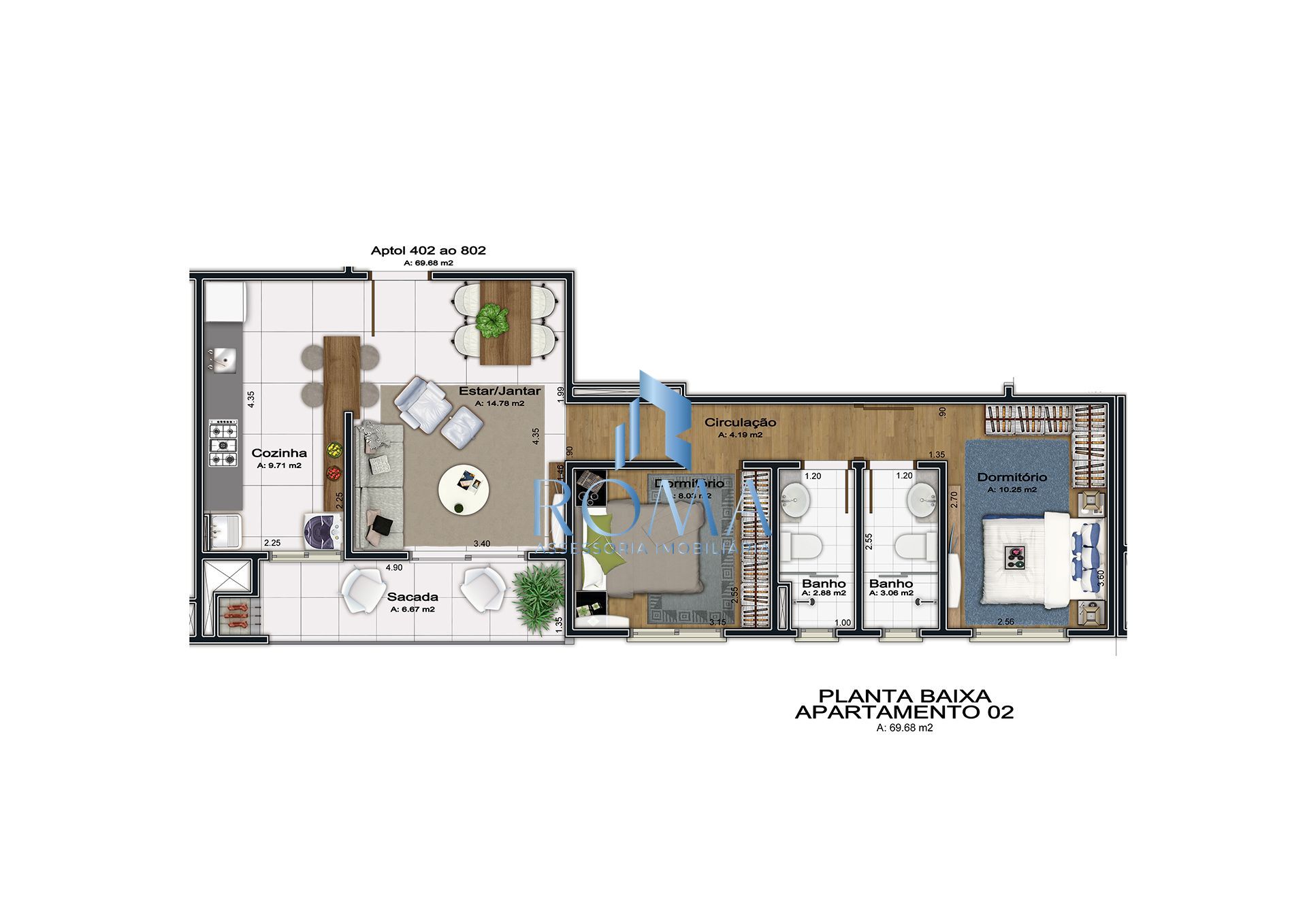 Apartamento, 2 quartos, 69 m² - Foto 2