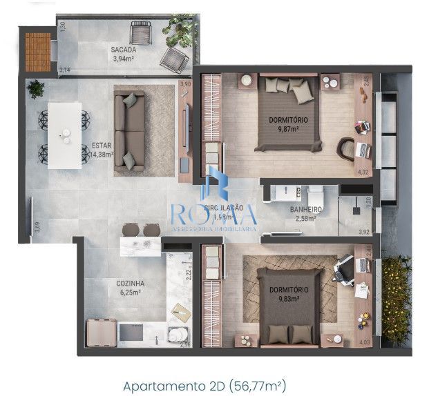 Apartamento, 2 quartos, 34 m² - Foto 3