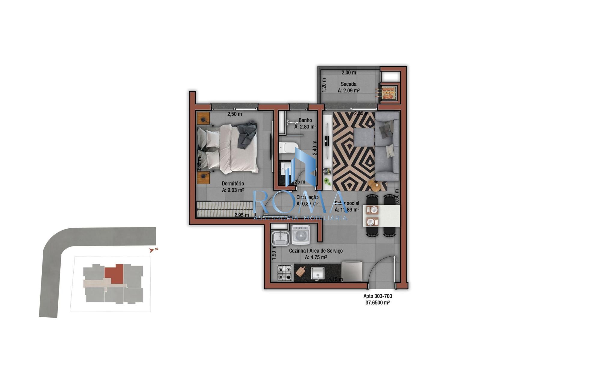 Apartamento, 1 quarto, 37 m² - Foto 12