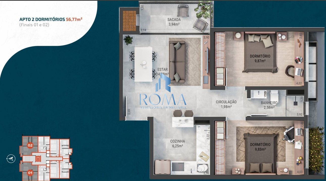 Apartamento, 2 quartos, 34 m² - Foto 2