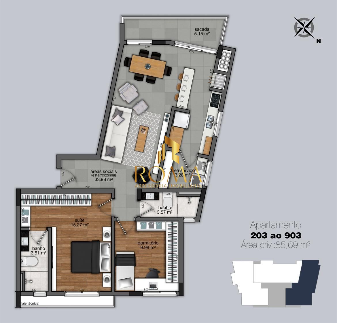 Apartamento, 2 quartos, 85 m² - Foto 2