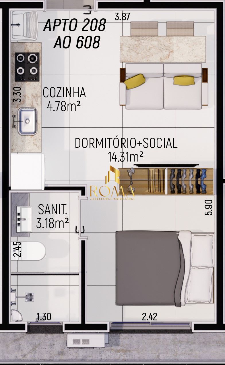 Apartamento, 1 quarto, 28 m² - Foto 2