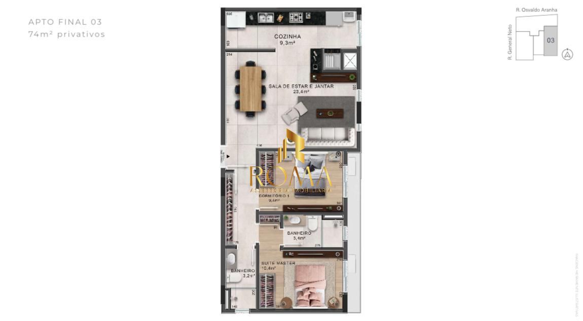 Apartamento, 2 quartos, 74 m² - Foto 3