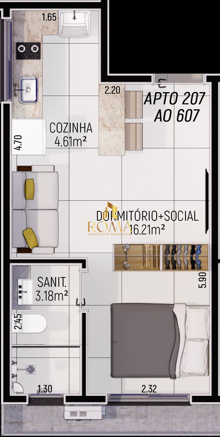 Apartamento, 1 quarto, 30 m² - Foto 2