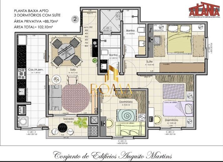 Apartamento, 3 quartos, 88 m² - Foto 2