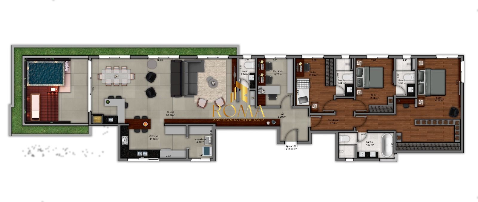 Cobertura, 3 quartos, 211 m² - Foto 5