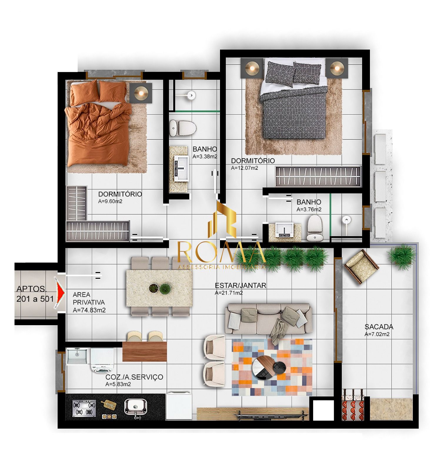 Apartamento, 2 quartos, 74 m² - Foto 4