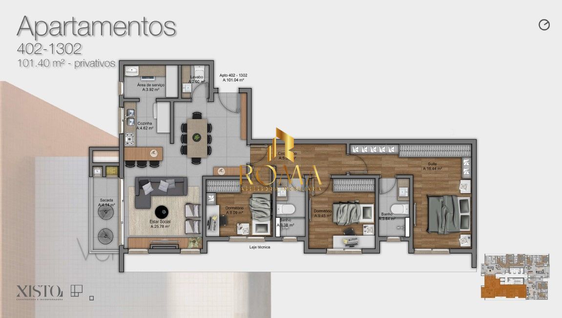 Apartamento, 3 quartos, 101 m² - Foto 2