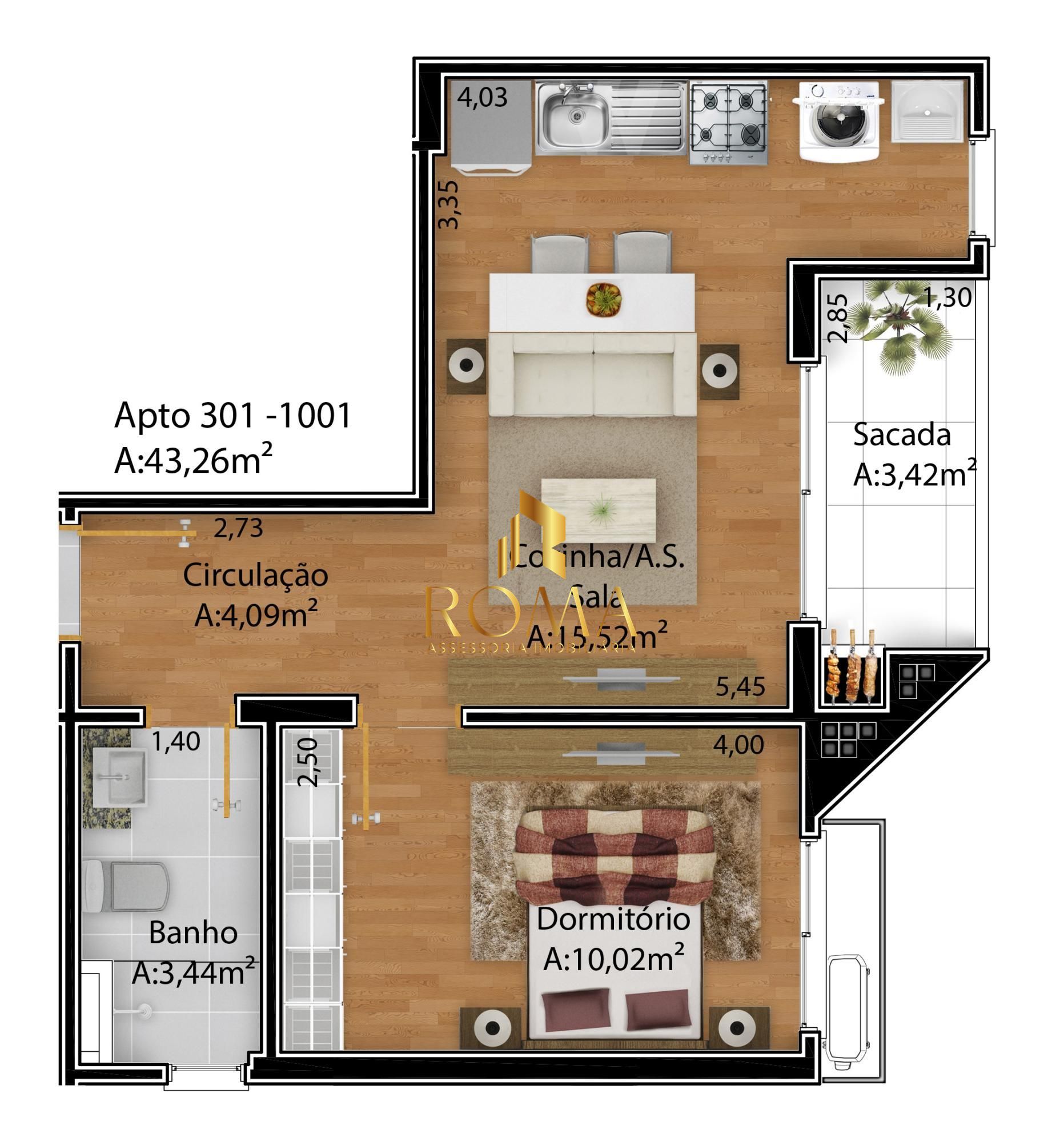 Apartamento, 1 quarto, 34 m² - Foto 3