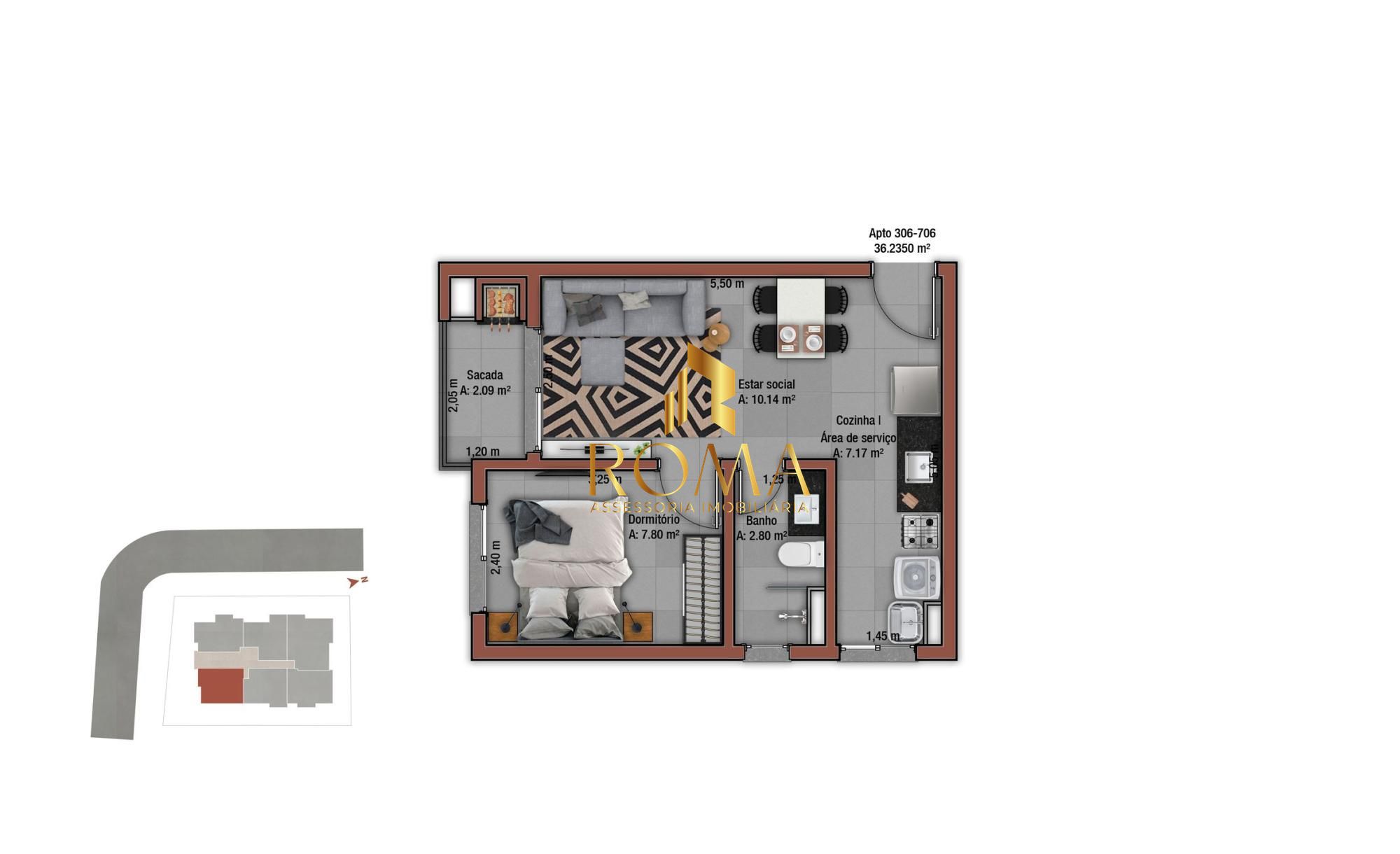 Apartamento, 1 quarto, 36 m² - Foto 12