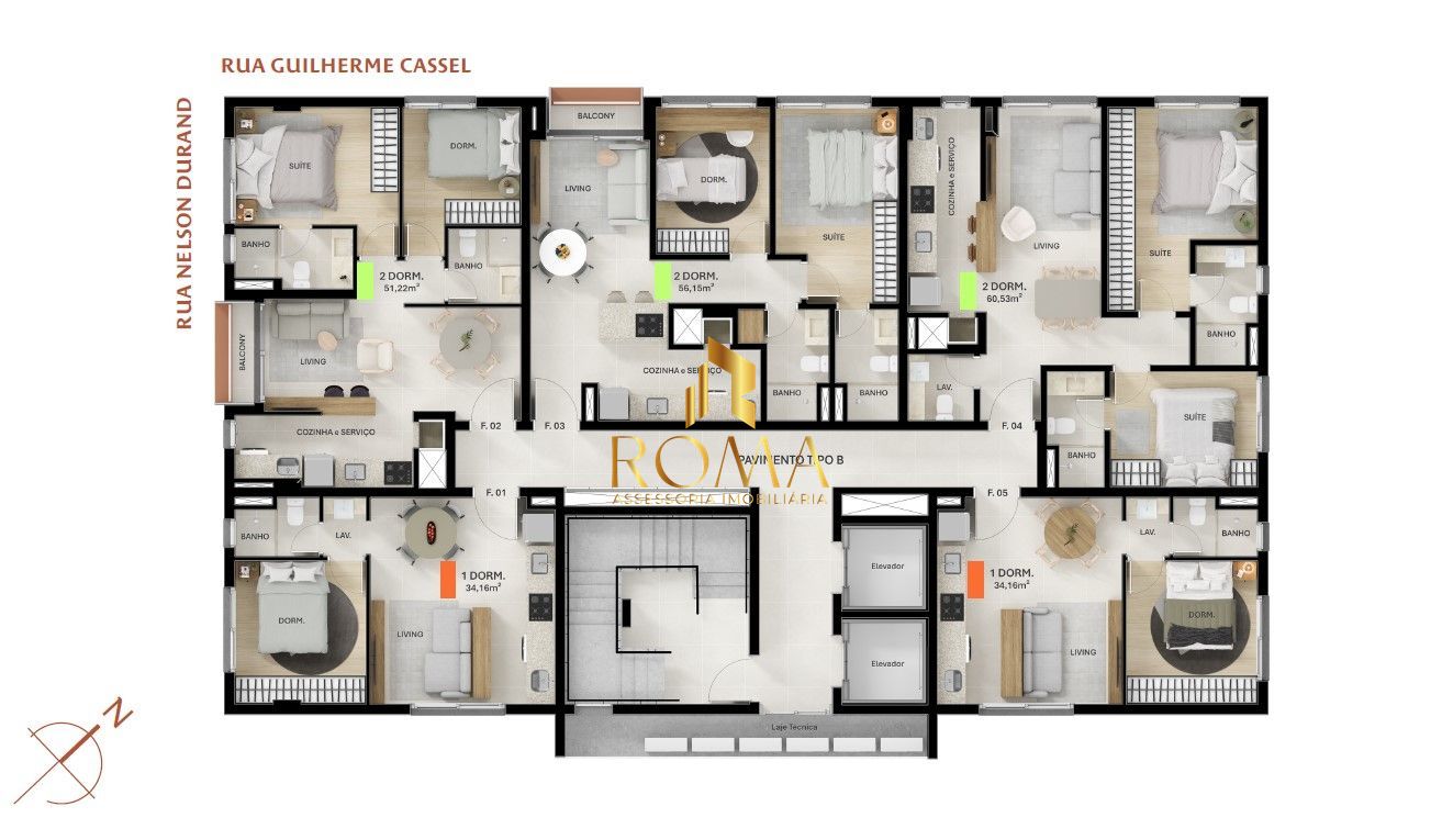 Apartamento, 2 quartos, 56 m² - Foto 2