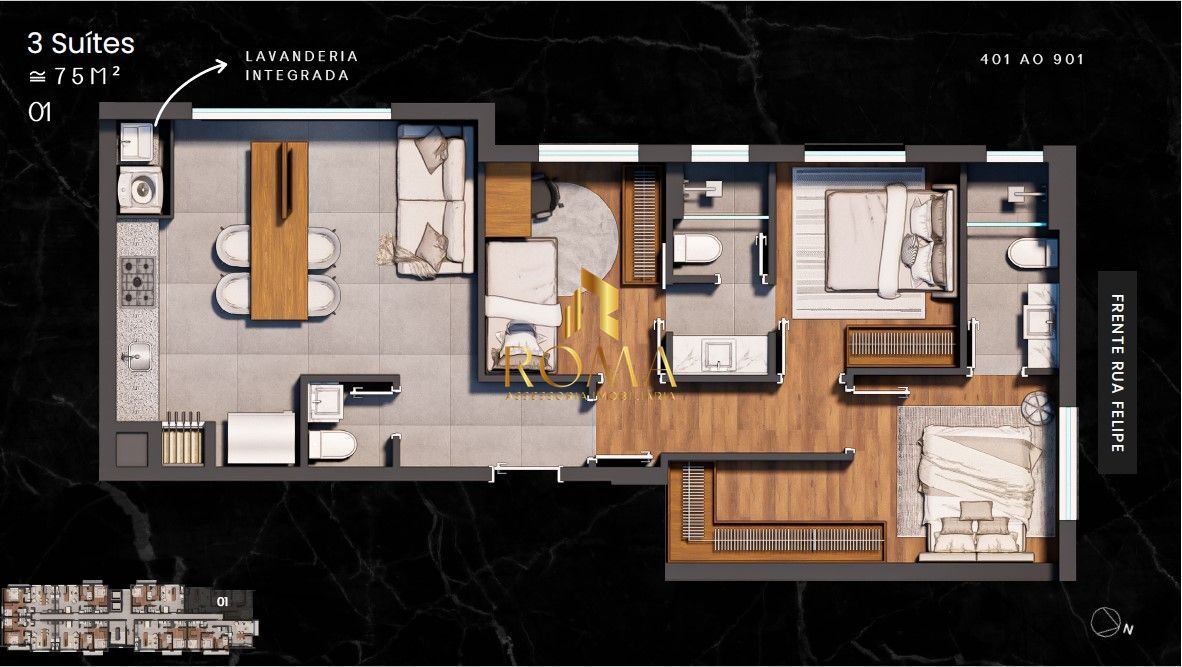 Apartamento, 3 quartos, 74 m² - Foto 2