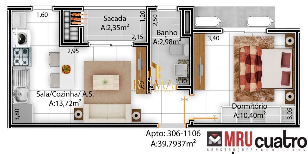 Apartamento, 1 quarto, 39 m² - Foto 2