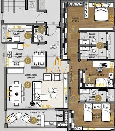Apartamento, 3 quartos, 139 m² - Foto 2