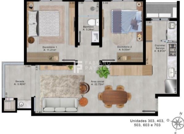 Apartamento, 2 quartos, 68 m² - Foto 2