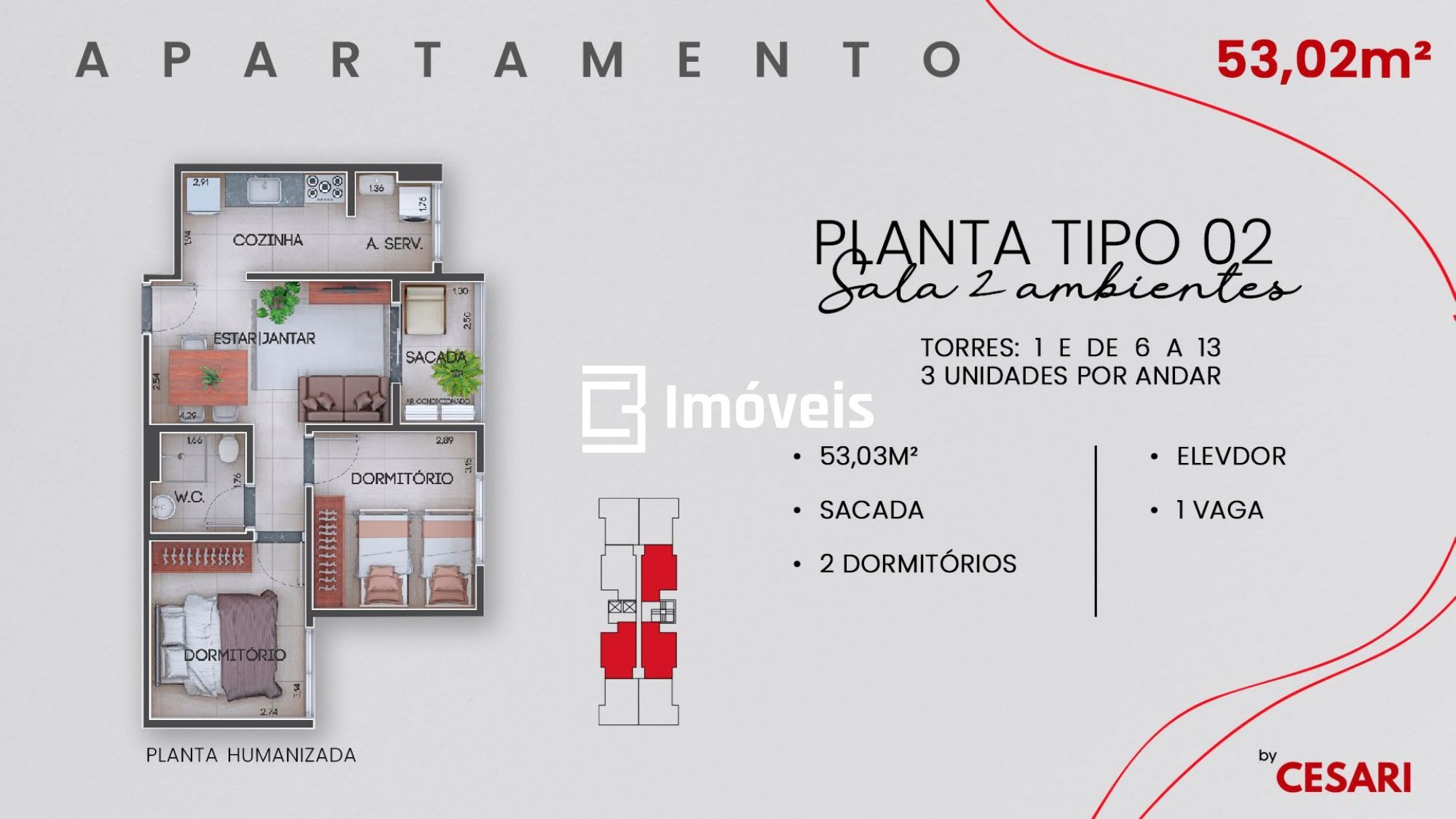 Apartamento à venda com 2 quartos, 53m² - Foto 4