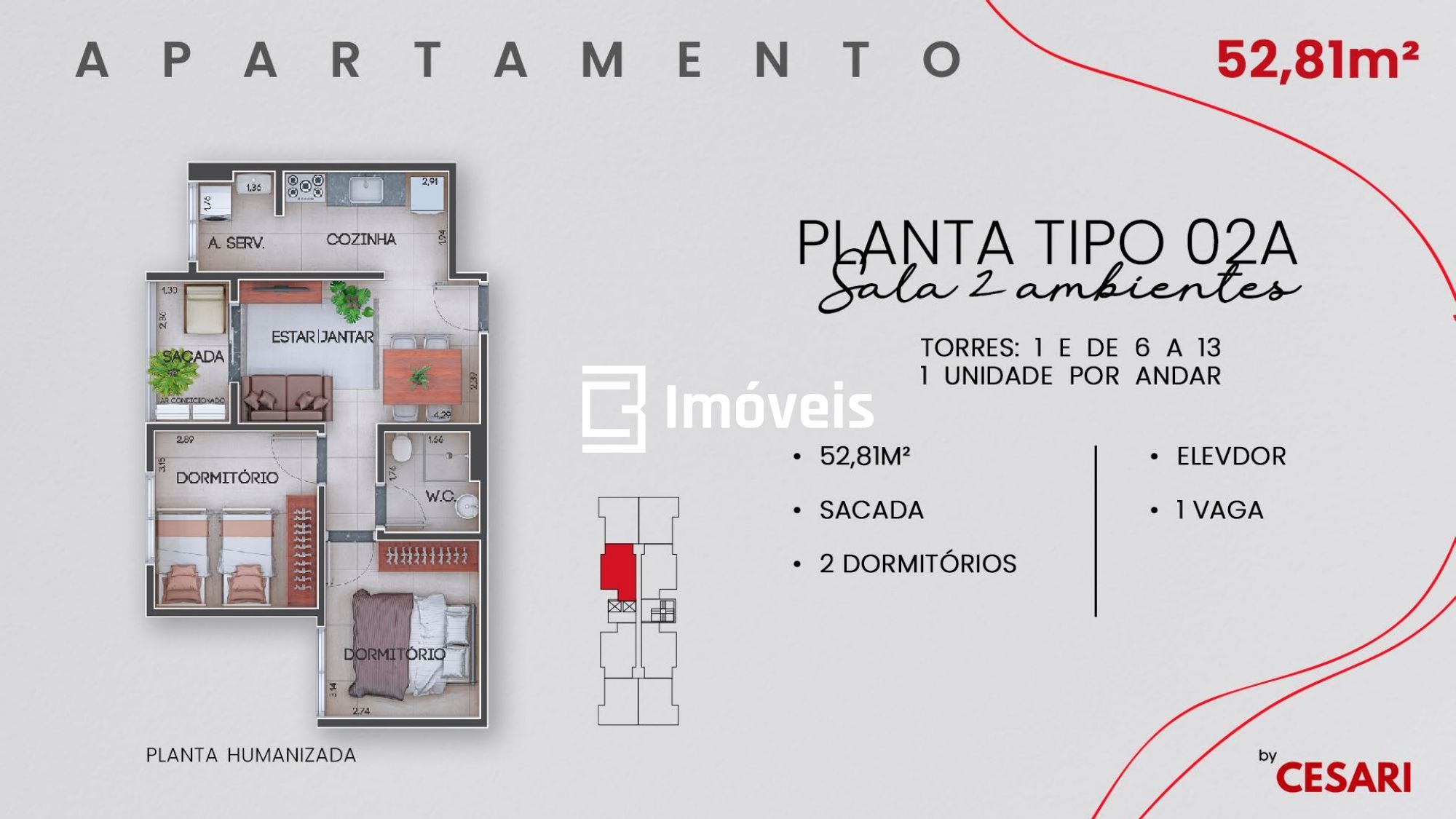 Apartamento à venda com 2 quartos, 53m² - Foto 5