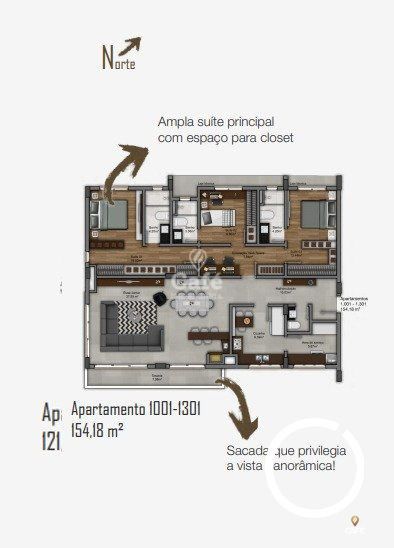 Apartamento à venda com 3 quartos, 154m² - Foto 2