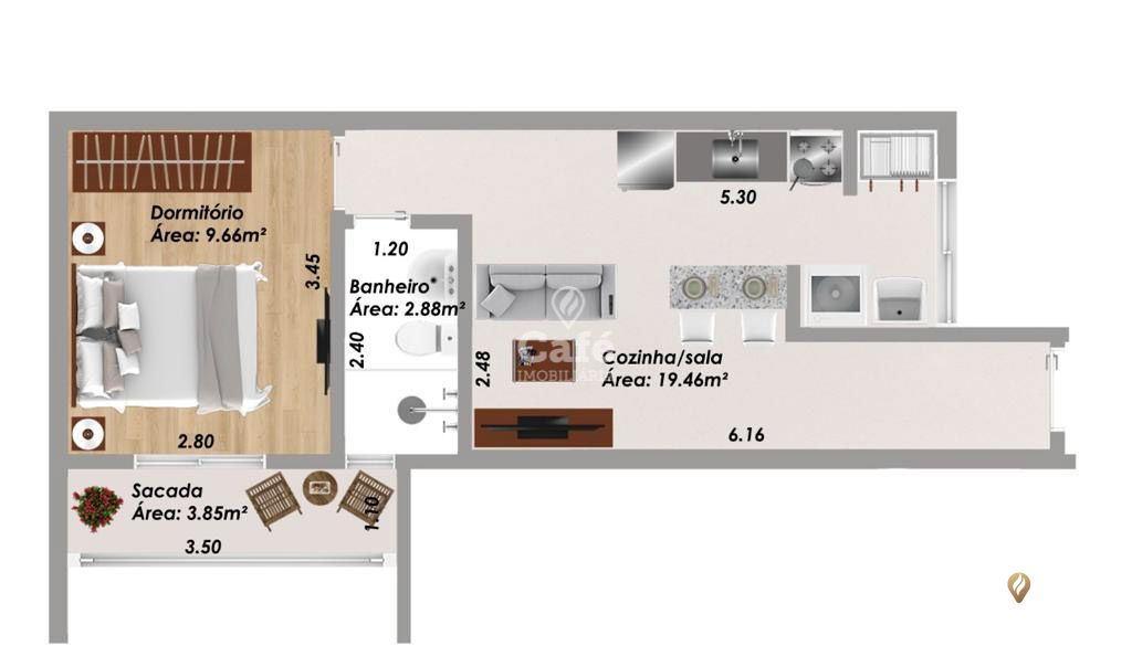 Apartamento à venda com 1 quarto, 35m² - Foto 7