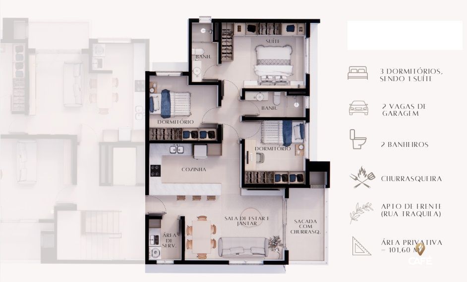 Apartamento à venda com 3 quartos, 101m² - Foto 3