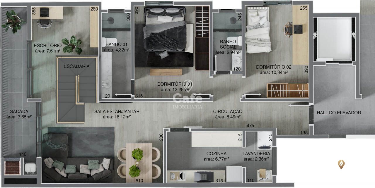 Apartamento à venda com 2 quartos, 53m² - Foto 3