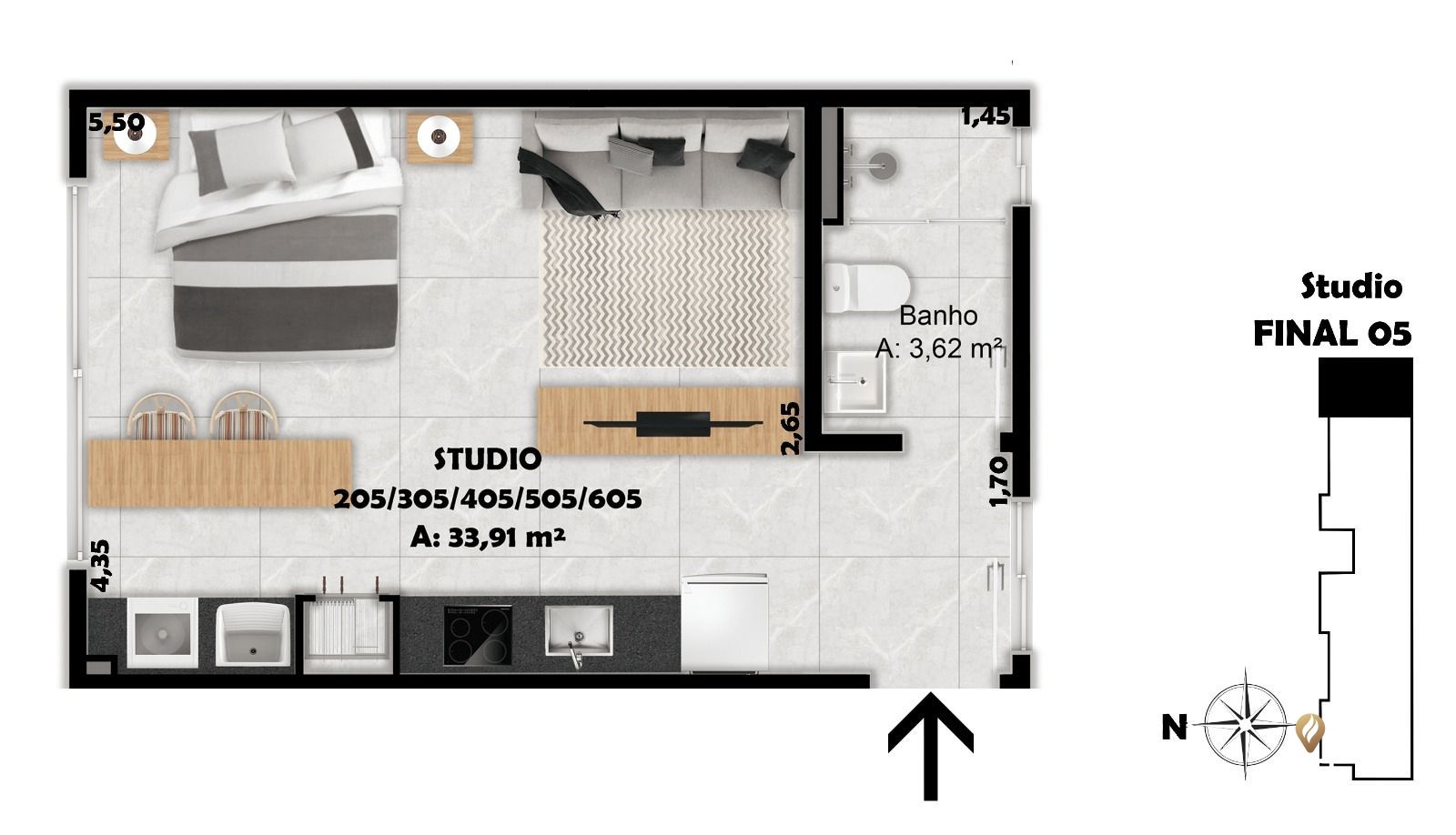 Apartamento à venda com 1 quarto, 33m² - Foto 2