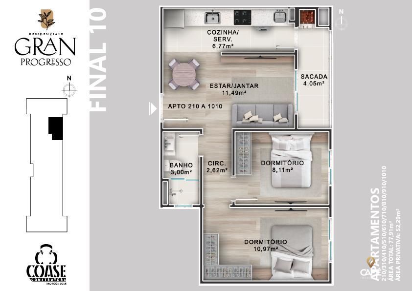 Apartamento à venda com 2 quartos, 52m² - Foto 4