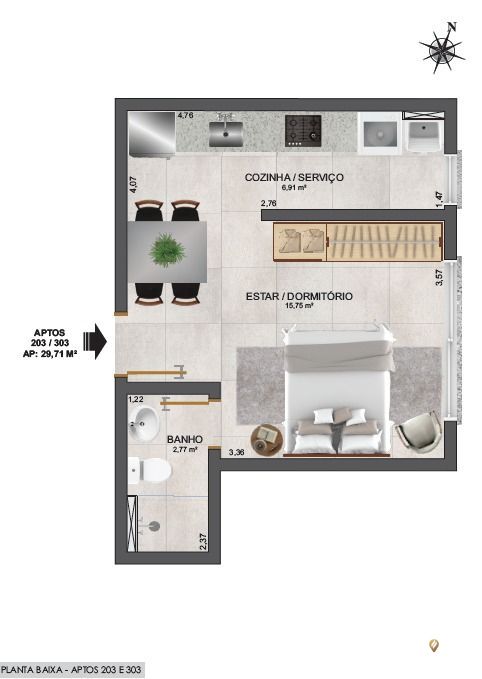 Apartamento à venda com 2 quartos, 57m² - Foto 6